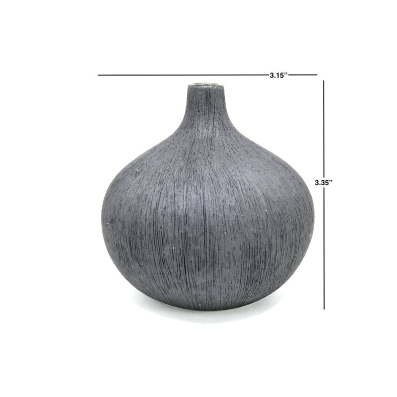 Ava-Mary Handmade Table Vase, Black, 3.4" H x 3.2" W x 3.2" D