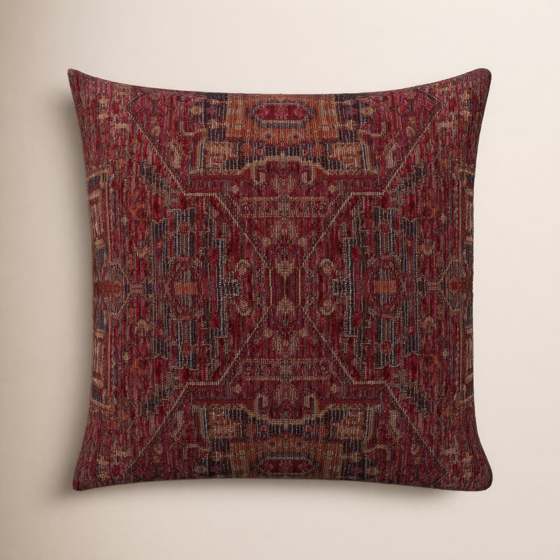 Coussin Olcott, Plumes, Zapatta cramoisi, Carré 22 po
