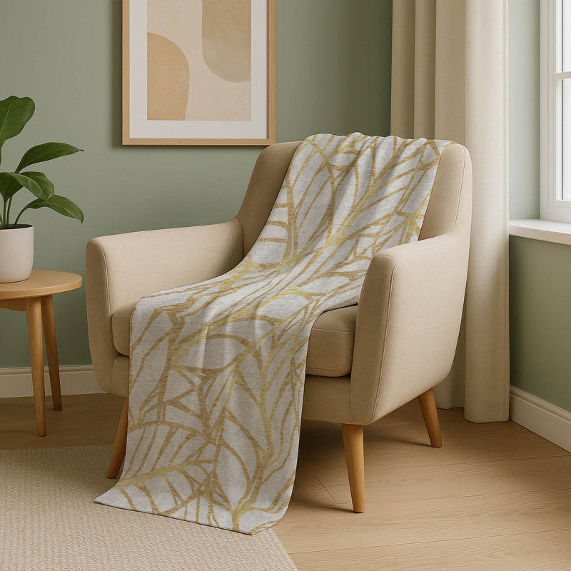 Jeté floral Addison Sherpa ASB741, Doré