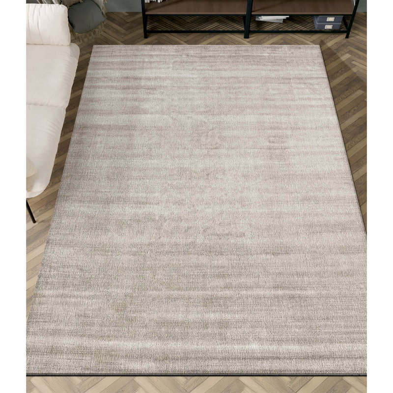 Silk Abstract Area Rug in Beige, Rectangle 10' x 14'