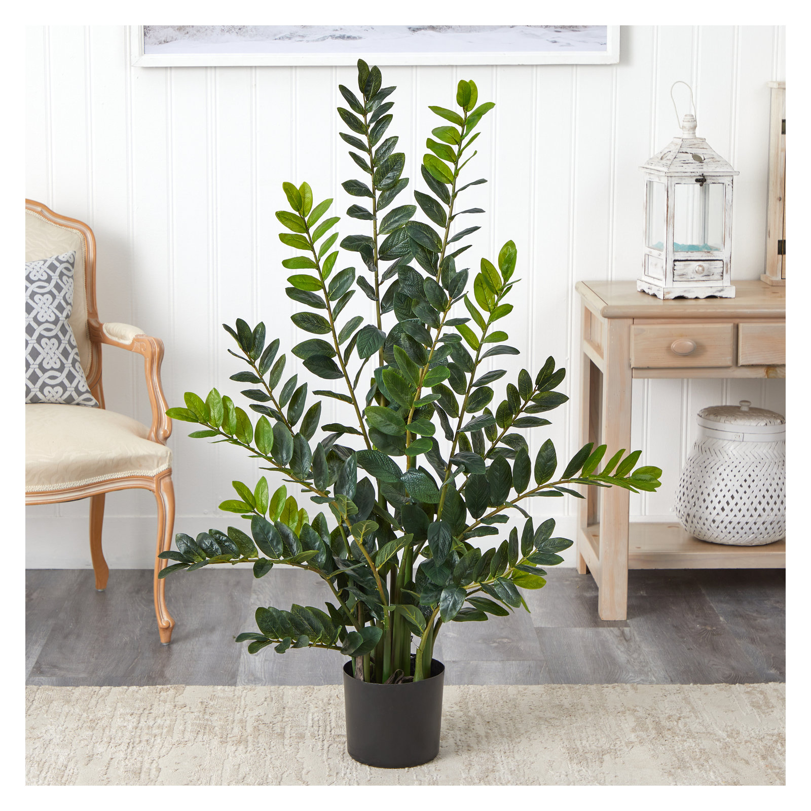 Faux ZZ Plant in Pot, 48" H x 28" W x 14" D