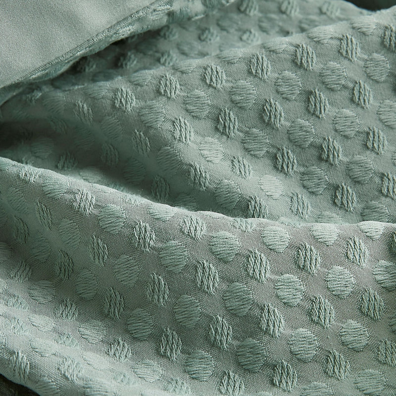 Ensemble d'édredon douillet texturé Mina Waffle Weave, Édredon double / grand + 2 taies décoratives sta, Vert sauge