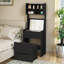 Élégante coiffeuse avec DEL, beaucoup de rangement et tabouret amovible pour la chambre à coucher ou le vestiaire.