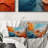 Teal Orange Bold Abstract Flow Collage I - Dams Printed Pillow-1394750995