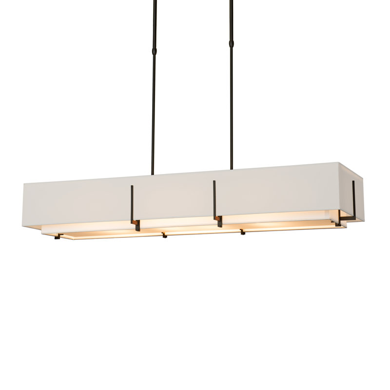 Exos 4 - Light Unique/Statement Linear Pendant, Flax Shade, Oil Rubbed Bronze