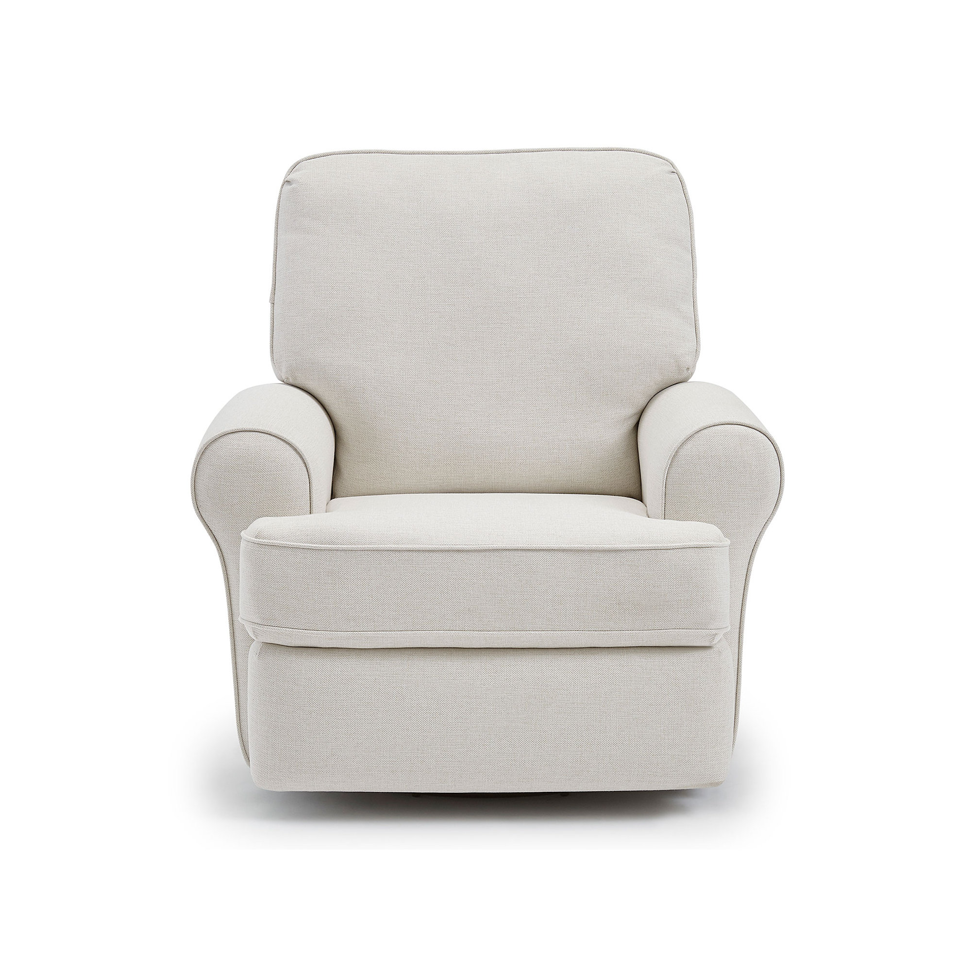 Aubry Upholstered Swivel Reclining Glider, Snow Ivory Performance