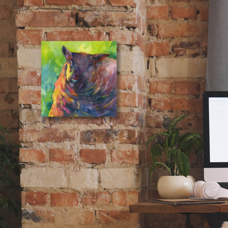 Art mural sur toile August Grove® «Baa Baa Black Sheep» par Annelein Beukenkamp, H 12 po x l 12 po x P 0,75 po