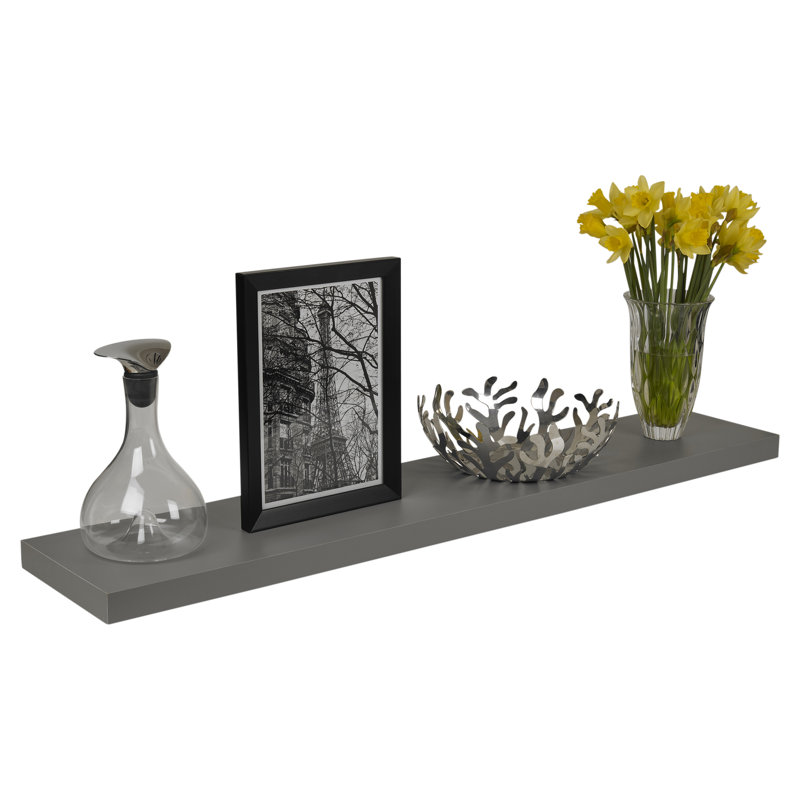 3 Piece Floating Shelf, 4cm H x 120cm W x 23.5cm D, Grey