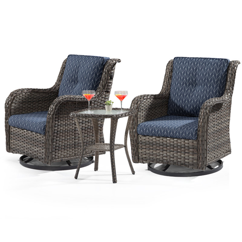 Ensemble bistro pour l'extérieur de 20 po avec coussins Beira Square, Bleu marine