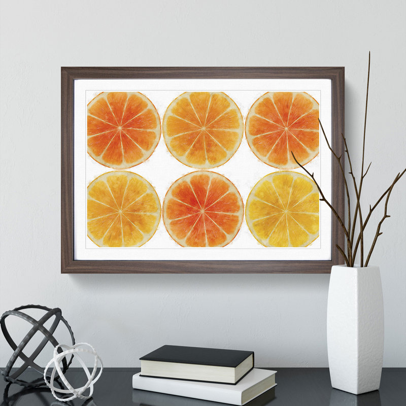 Orange Fruit Slices - Picture Frame Painting, Walnut Framed, 48cm H x 65cm W x 2cm D