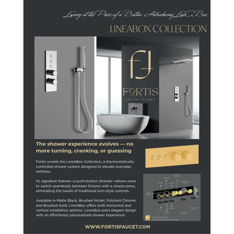 LineaBox Vertical Square Shower System with 2-Way Diverter, 8-Inch Rain Shower Head and Hand Shower with Slide Bar, Valve Included