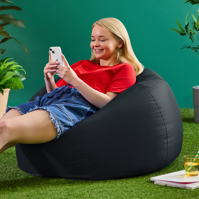 Teen Classic Water-Resistant Bean Bag Chair, Black