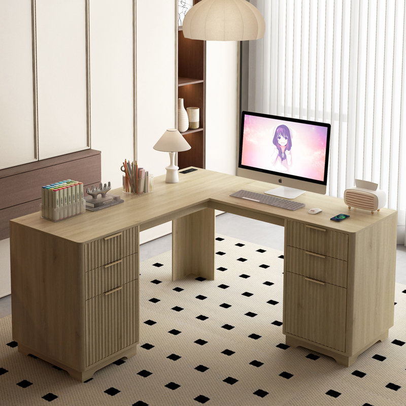 Bureau en L, bureau d'ordinateur avec tiroirs, bibliothèque, bureau d'angle moderne, bureau à domicile, bureau d'écriture en L, bureau d'ordinateur de coin avec rangement