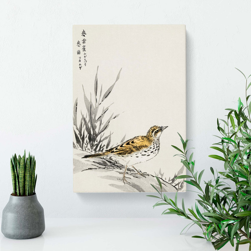 Chinese Tree-Pipit by Numata Kashu - Wrapped Canvas Painting, 91cm H x 60cm W x 3cm D