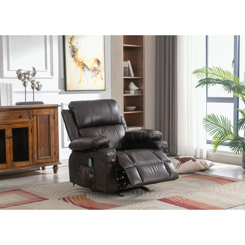 Fauteuil inclinable en cuir Gerede, Similicuir noir