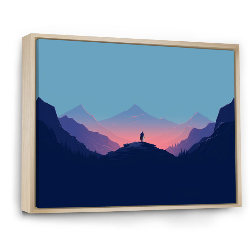 «Man Alone On A Bold Landscape Sunrise On», reproduction sur toile, H 34 po x l 44 po x P 1,5 po, Cadre naturel flottant