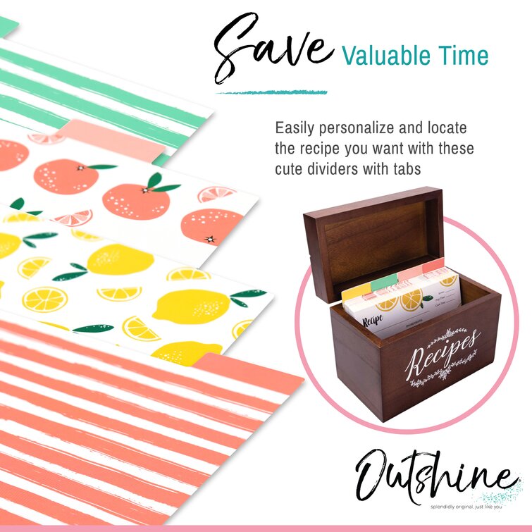 Outshine Floral Recipe Cards with Dividers (Set of 104)