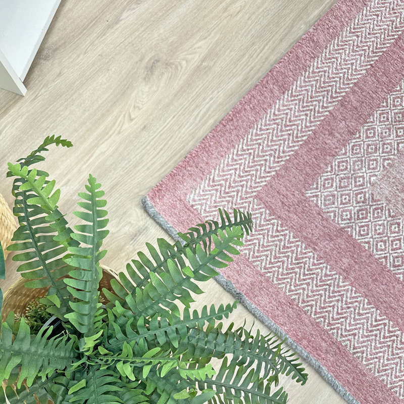 Alfa Rich Candelario Mauve & Lilac Washable Woven Cotton Area Rugs for Living Room Bedroom Kitchen Dining