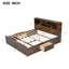 Lit plateforme très grand en bois avec tête de lit à plusieurs tiroirs - construction robuste, couleur antique, tiroirs sans sommier, nécessaire, look élégant-222765237