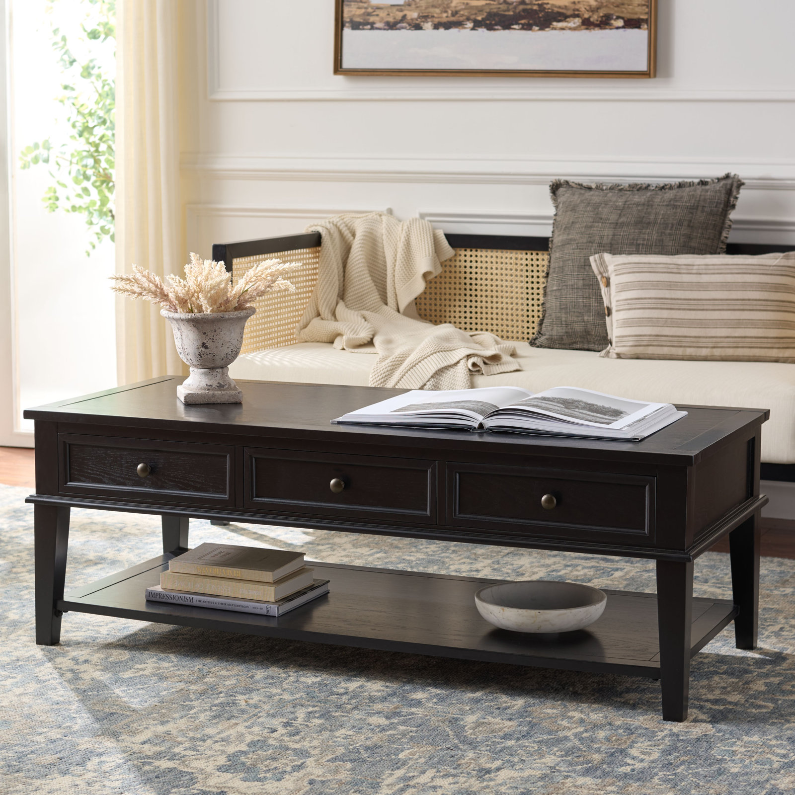 Samira Single Coffee Table with Storage, Black