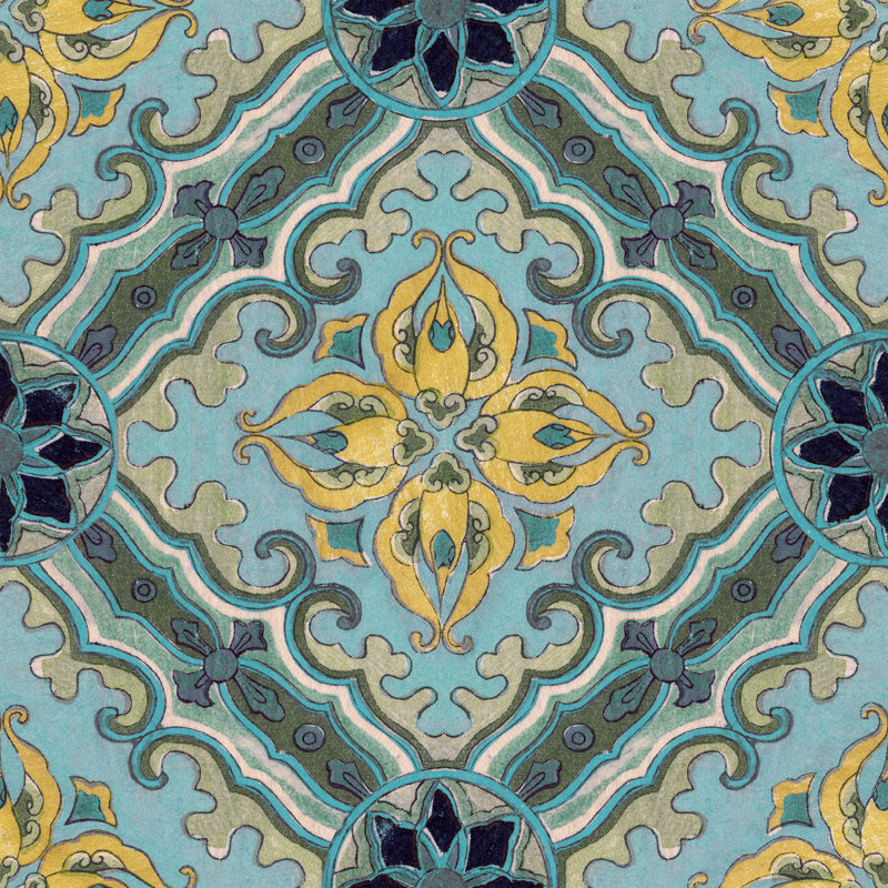 Soicher Marin Studio Damask Wallpaper, Green/Blue
