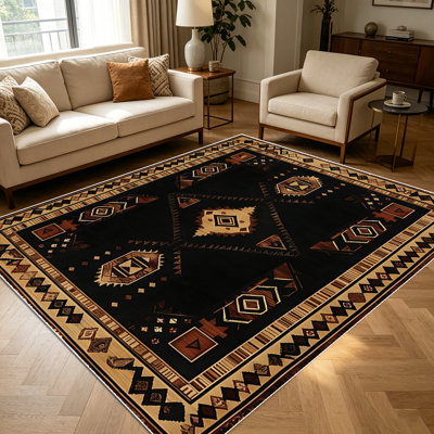 Tapis à motif géométrique tribal 1 pièce Southwestern Aztec Tribal