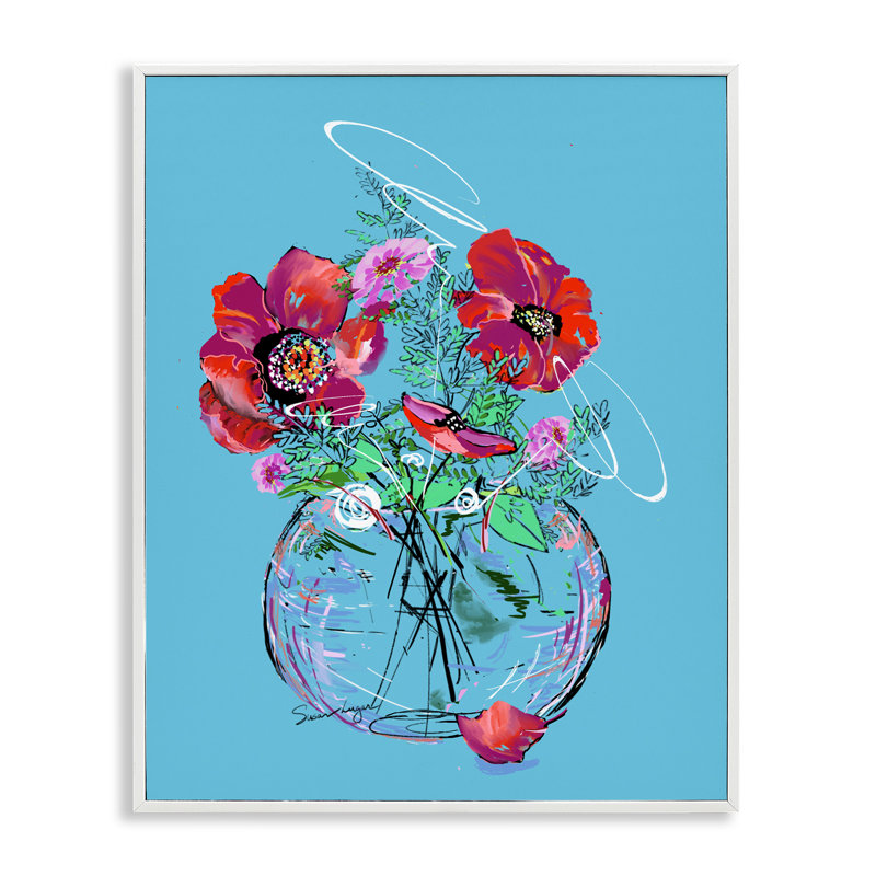Coquelicots vifs dans un vase transparent, estampe numérique, design par Susan Lugar, H 30 po x l 24 po
