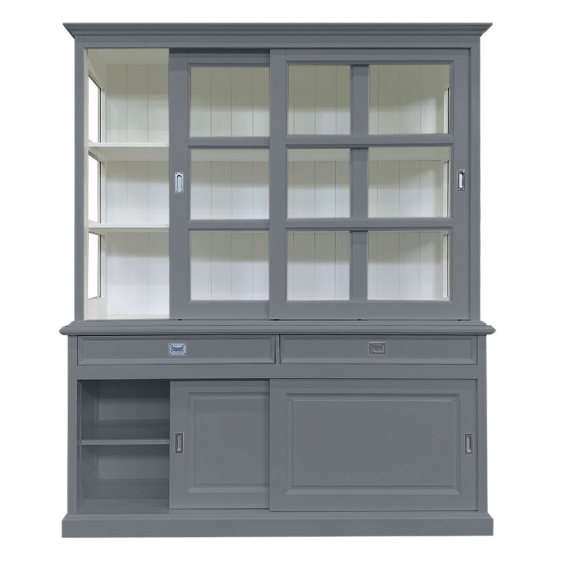 Stiles Solid Wood 188 cm W Display Cabinet, Trafic Grey