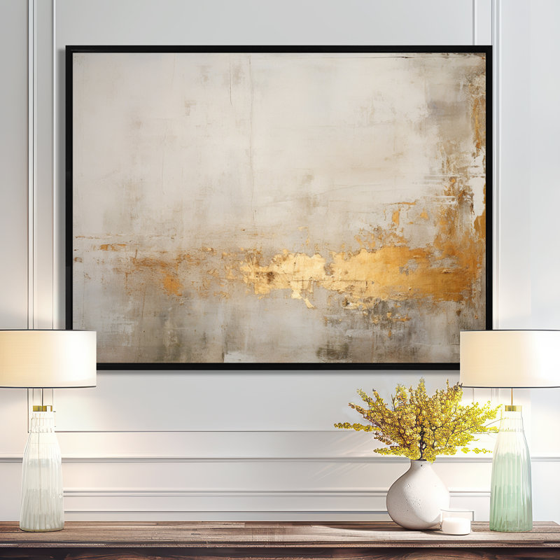 Reproduction d'art sur toile, or subtil et subtil II, H 24 po x l 32 po x P 1 po, Toile avec cadre flottant noir