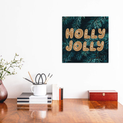 Gingerbread Holly Jolly by Seven Trees Design - Wrapped Canvas Print