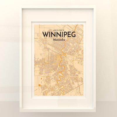 Winnipeg, carte de la ville, impression rétro