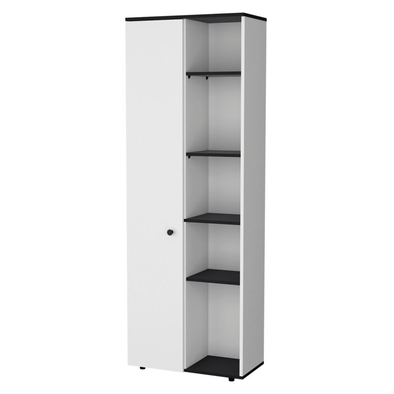 White And Black 1-Door Multistorage Kitchen Pantry, White/Black