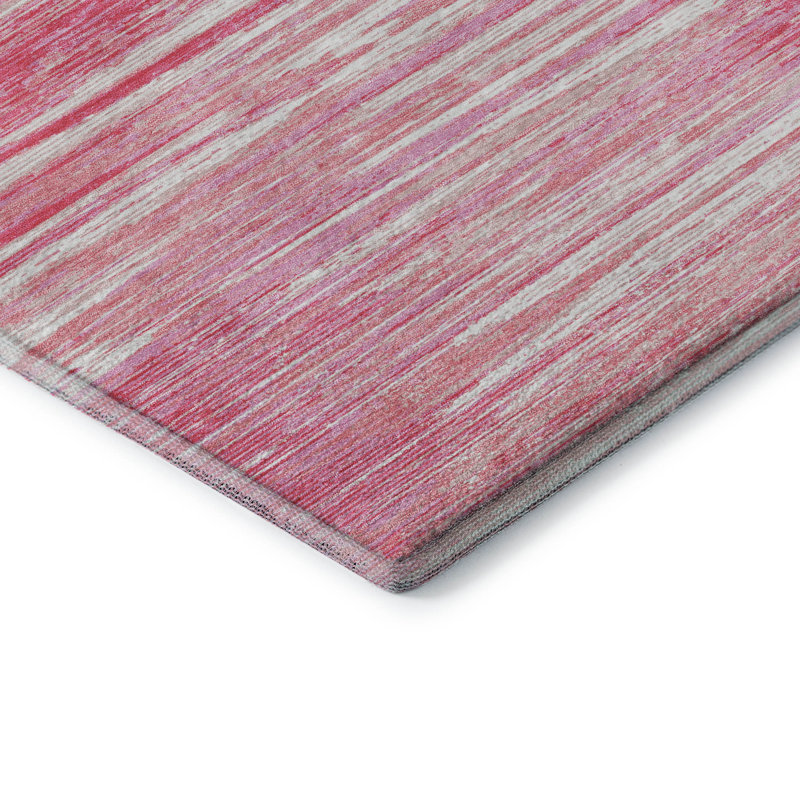 Premium Machine Washable Prisco Pink Rug, Rectangle 3' x 5'