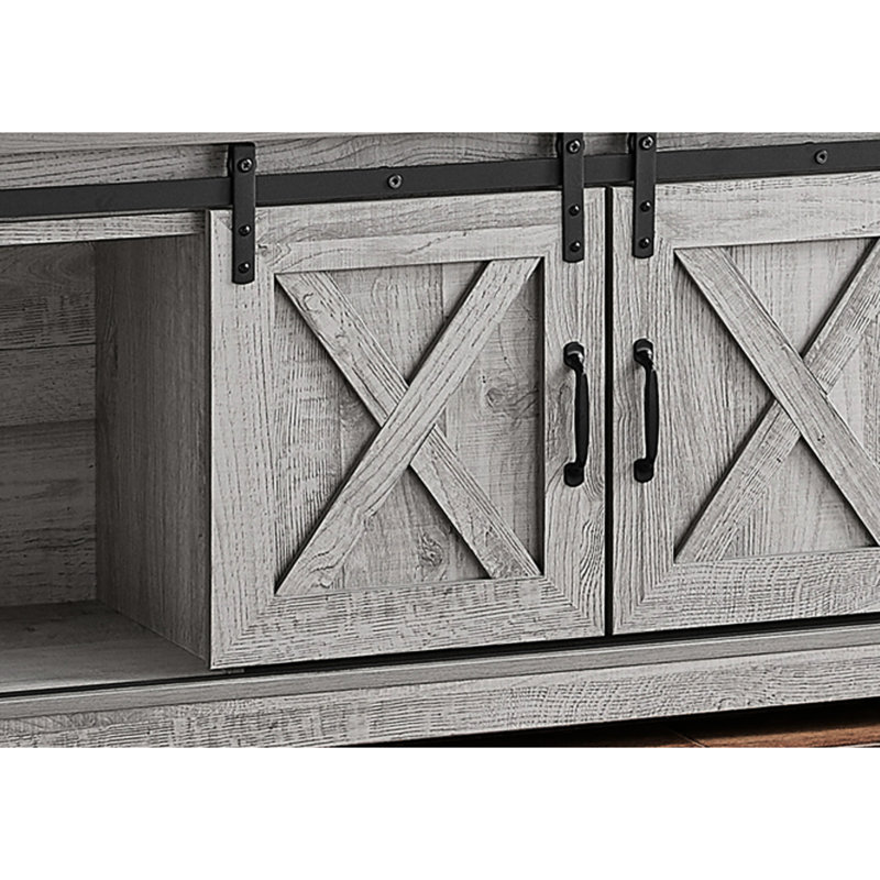 60 Inch Media Storage Unit, Grey Laminate, With Closed And Open Options Tv Stand Inch, 2 Large Compartments For