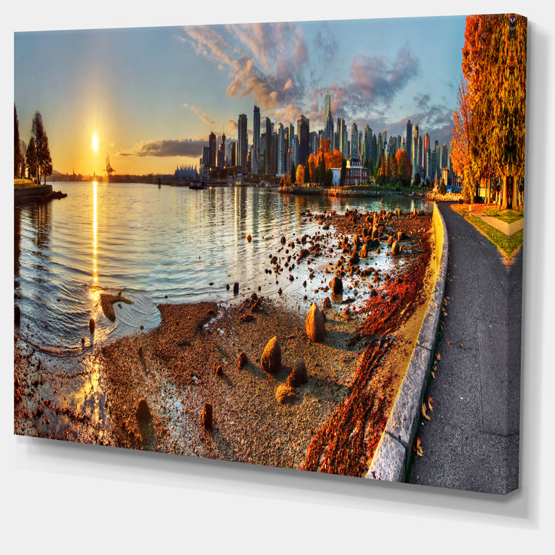 Vancouver Downtown Panorama - reproduction de photo sur toile tendue, H 30 po x l 40 po x P 1,5 po