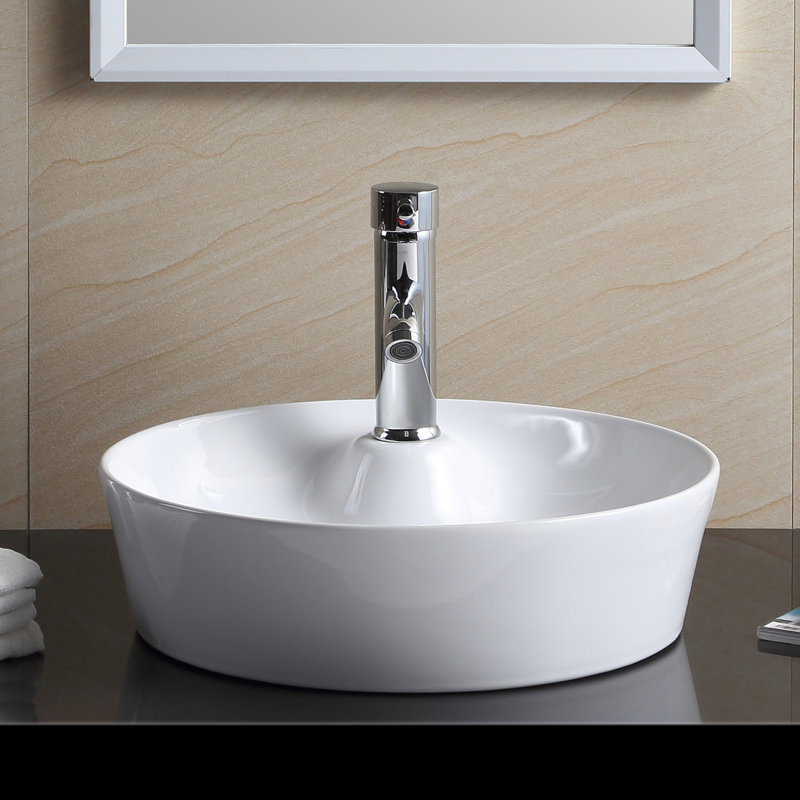 Lavabo de salle de bain à bateau circulaire en porcelaine vitreuse Modern