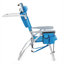 Chaise de plage pliante à assise haute avec dossier réglable en 5 positions et capacité de 100 kg, cadre en aluminium au fini bleu pour le camping et les pique-niques