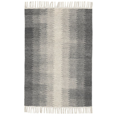 Ronan Ikat Grey Handwoven Wool Rug