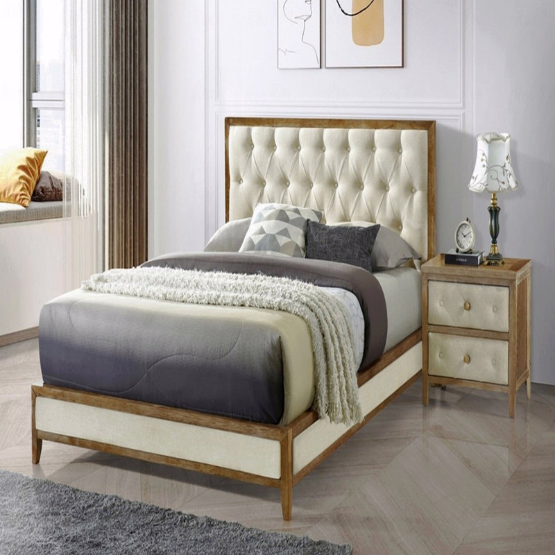 Bedroom Nightstand 1Pc Designed Drawers Fronts Modern, Brown