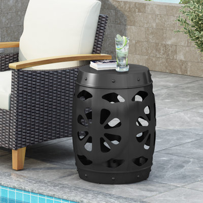 Kunala Iron Side Table,Patio Table,End Table,Small Coffee Table by Breakwater Bay