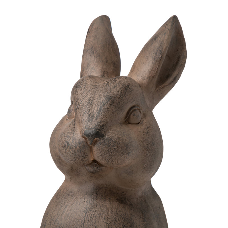 Bronze Distressed Standing Rabbit Garden Statue, 22.75 Inch