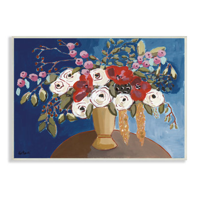 Arrangement floral coquelicots blancs, fleurs abstraites, nature morte, ferme rustique, estampe numérique, art texturé par Kait Roberts
