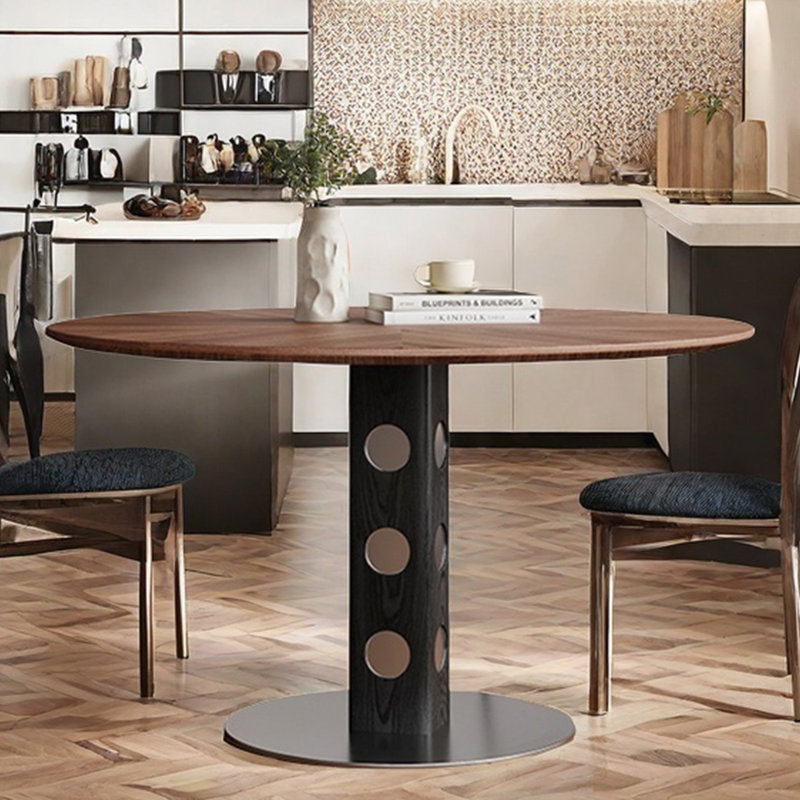 Table ronde en bois massif, H 29,53 po x L 47,24 po x l 47,24 po