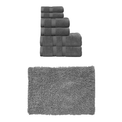 Bruno Collection 100% Soft Cotton Bath Towel Set & 21x34" Bath Rug
