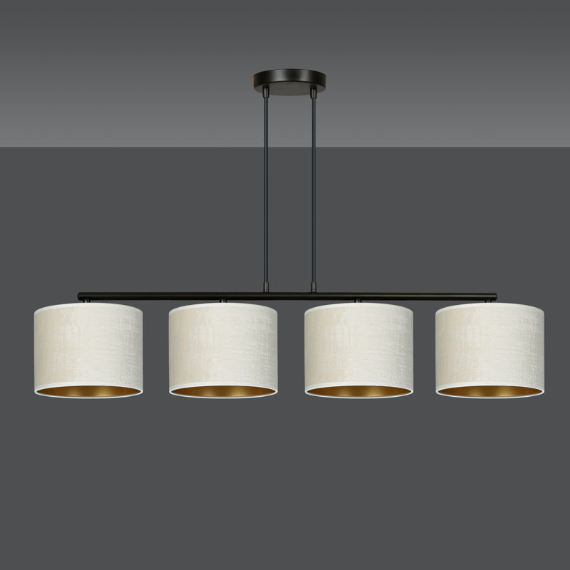 Eamie 4 - Light Kitchen Island Drum Pendant, White