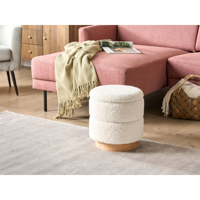 Bolinas 35cm Wide Round Solid Colour Footstool Ottoman with Storage