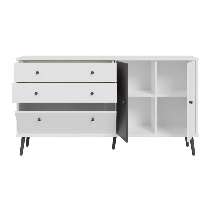 HARLLSON 159.2cm W Chest of Drawers, White/Dark Grey