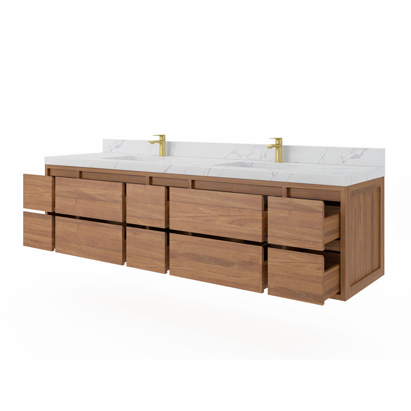 84'' Double Bathroom Vanity with Marble Top