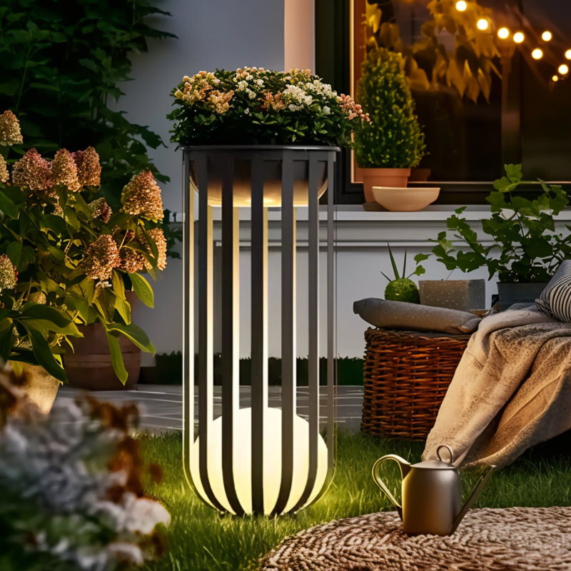 Integrated Led Outdoor Floor Flower Stand Lamp, 38" H x 16" W x 16" D