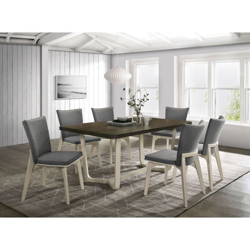 Chaises de salle à manger rembourrées grises et blanches de 2 pour la maison moderne rembourrée patinée